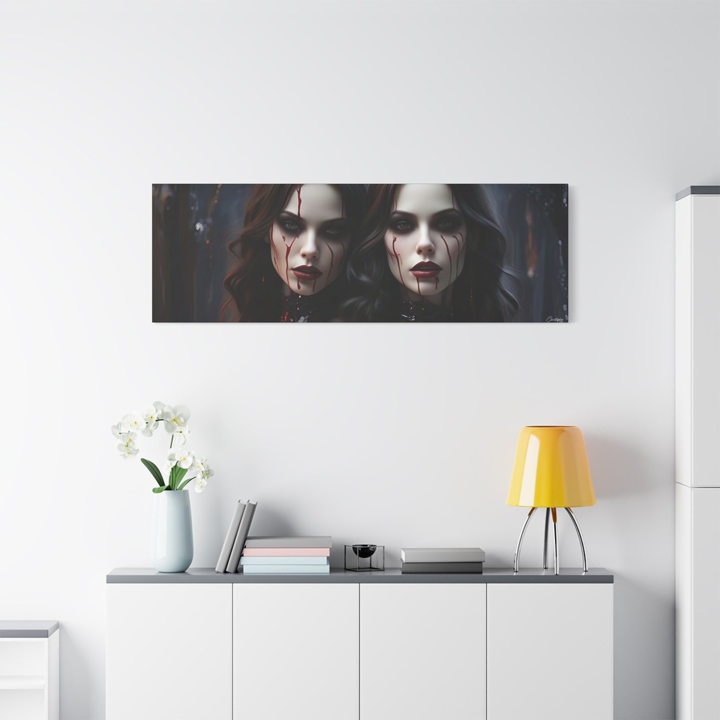 Gothic Vampire Canvas Art, Wall Decor, Horror Artwork, Halloween Home Decor, Spooky Room Accent, Unique Gift Idea