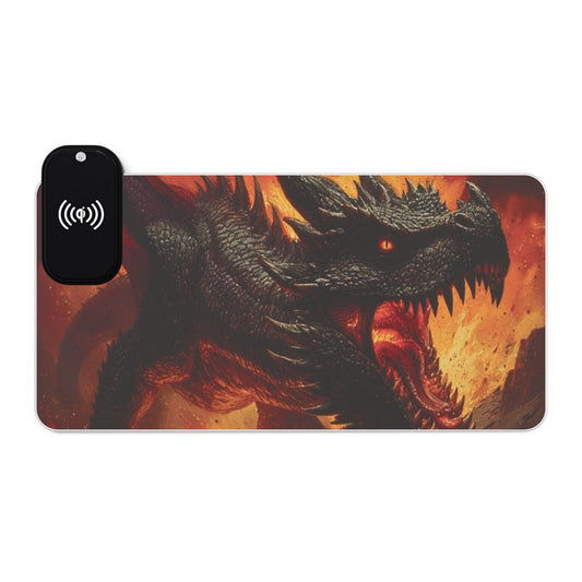 RGB Wireless Charging Gaming Mouse Pad — Fiery Dragon Desk Mat