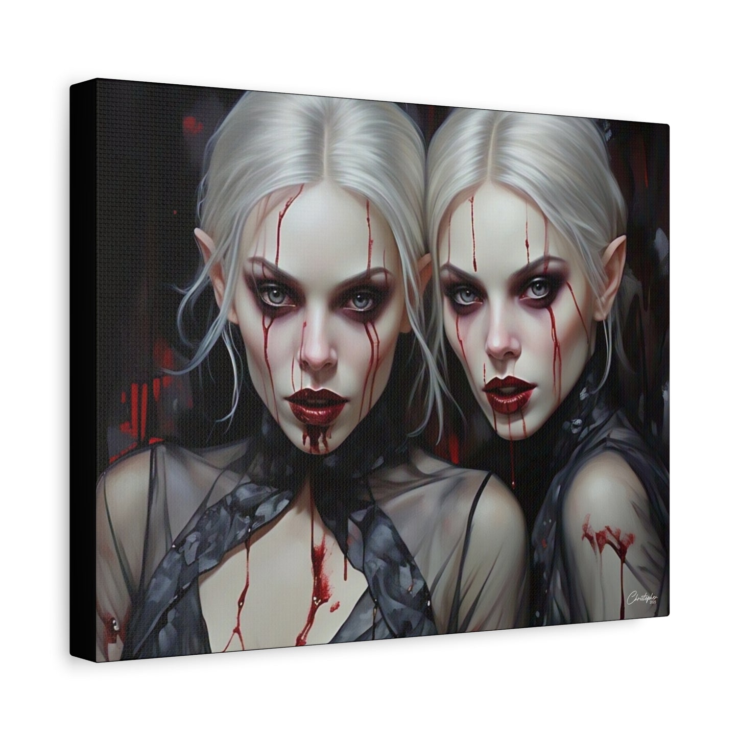 Gothic Canvas Art Print, Dark Fantasy Wall Decor, Horror Art, Halloween Home Decor, Vampire Artwork, Unique Gift for Spooky Season