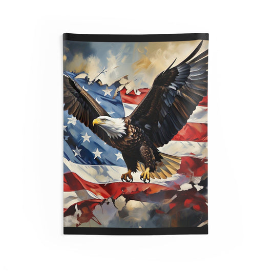 Eagle & American Flag Indoor Wall Tapestry — Patriotic Home Decor for Veterans & 4th of July
