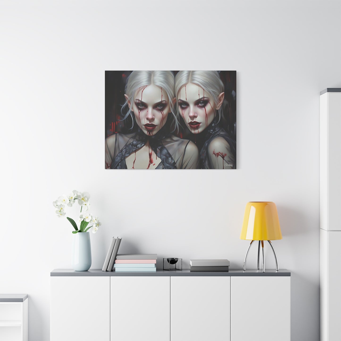 Gothic Canvas Art Print, Dark Fantasy Wall Decor, Horror Art, Halloween Home Decor, Vampire Artwork, Unique Gift for Spooky Season