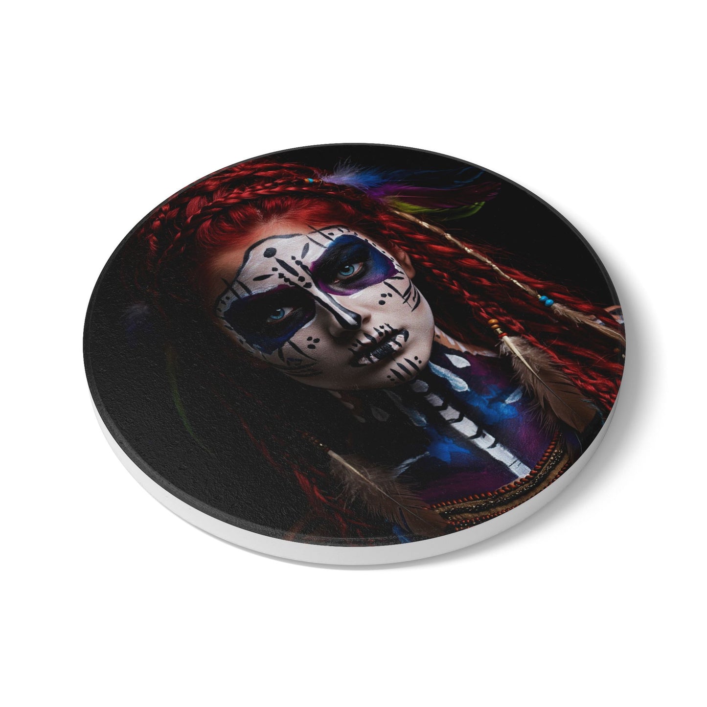 Bohemian Spirit Ceramic Coaster - Tribal Art Home Decor