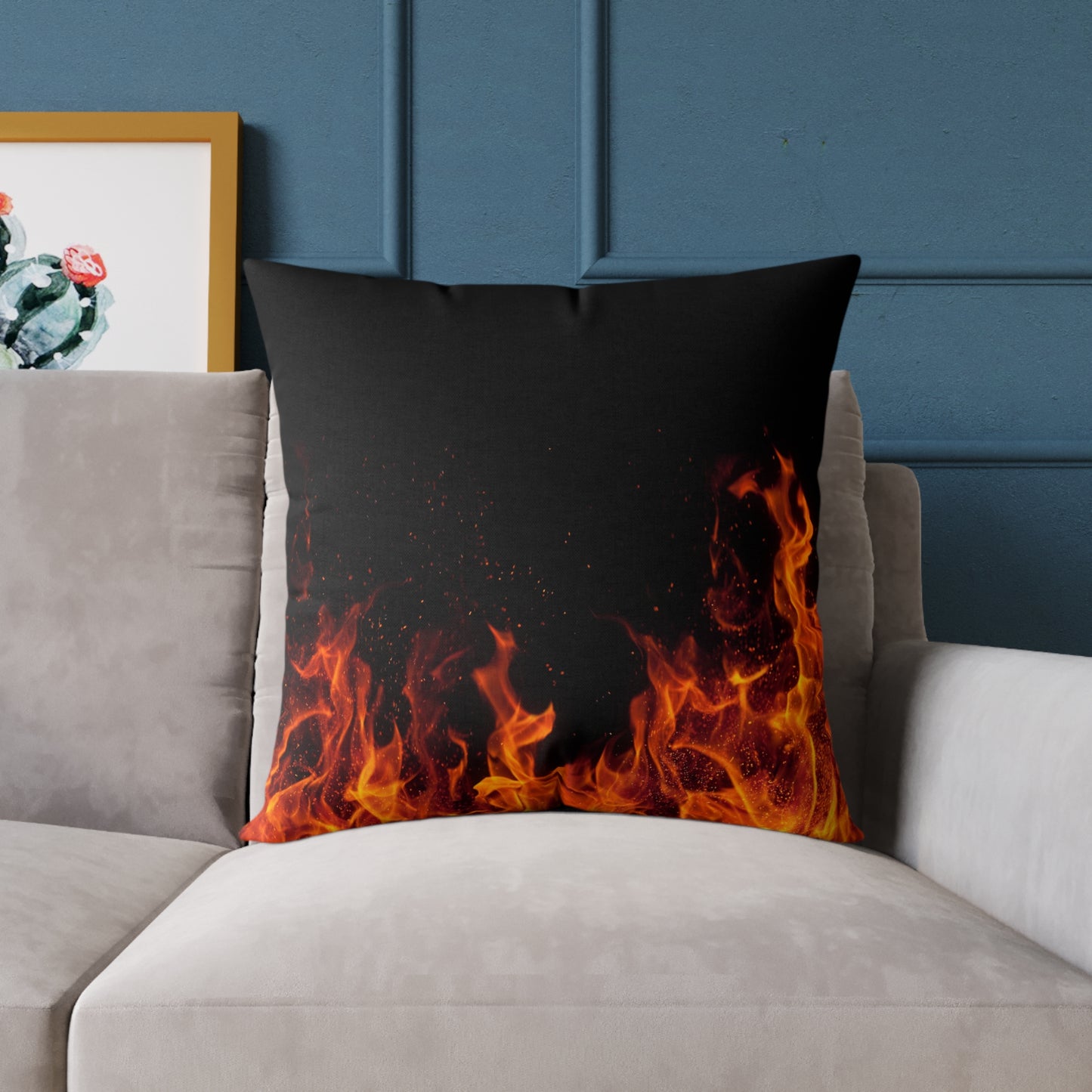 Fiery Flames Square Pillow, Decorative Throw Pillow, Cozy Living Room Accent, Unique Gift, Home Decor for Fire Lovers
