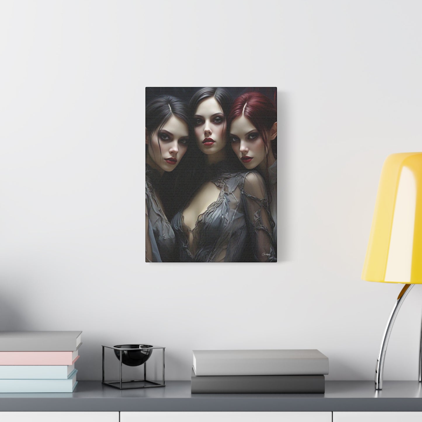 Gothic Wall Art Canvas, Fantasy Home Decor, Unique Gift for Halloween, Witchy Vibe Art, Dark Aesthetic Room Decor