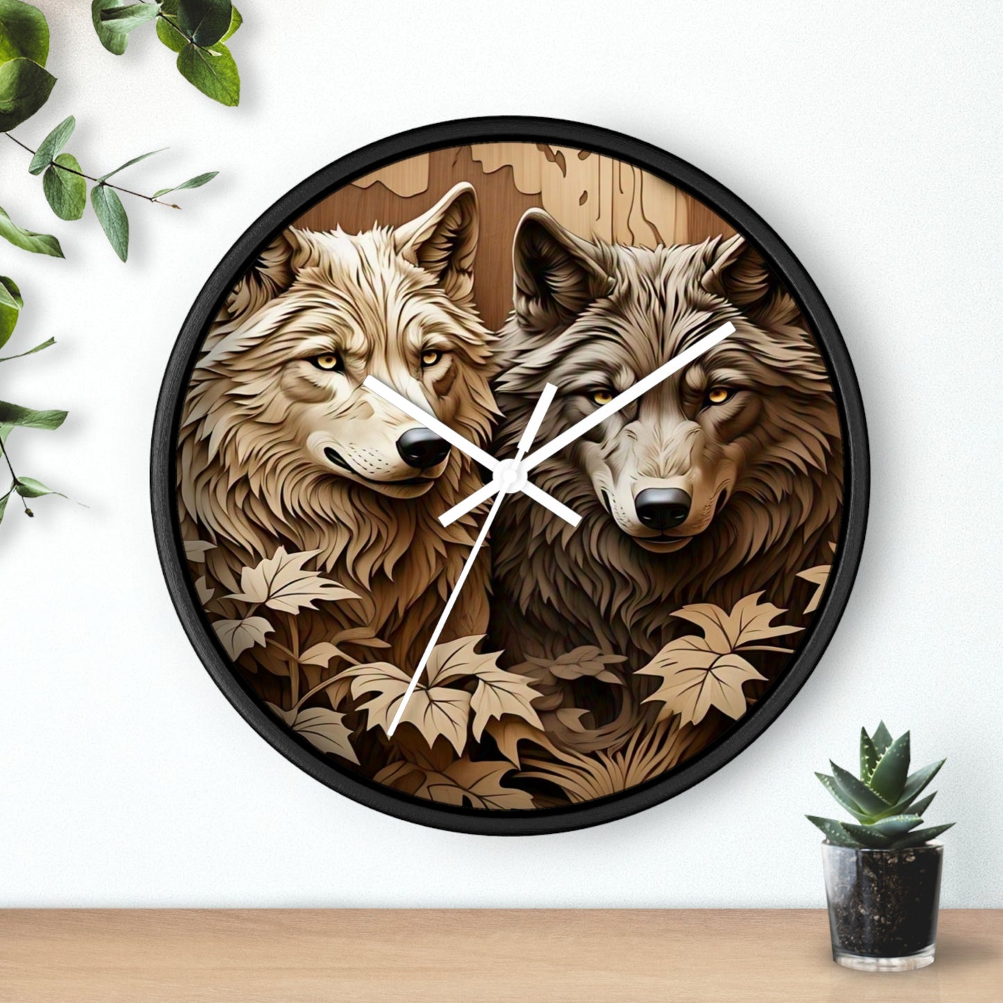 Rustic Wolf Wall Clock - Nature Inspired Home Decor, Animal Lover Gift, Woodland Themed Clock, Cozy Farmhouse Decor, Unique Gift Idea