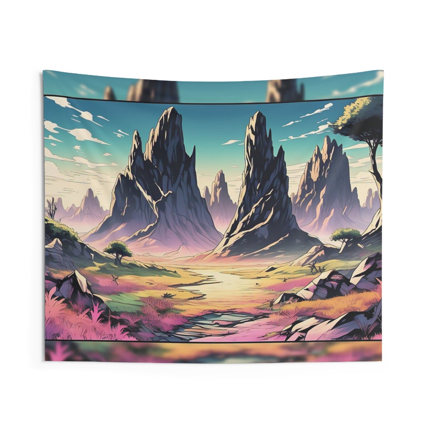 Surreal Mountain Landscape Tapestry — Vibrant Fantasy Wall Art for Bedrooms & Living Rooms