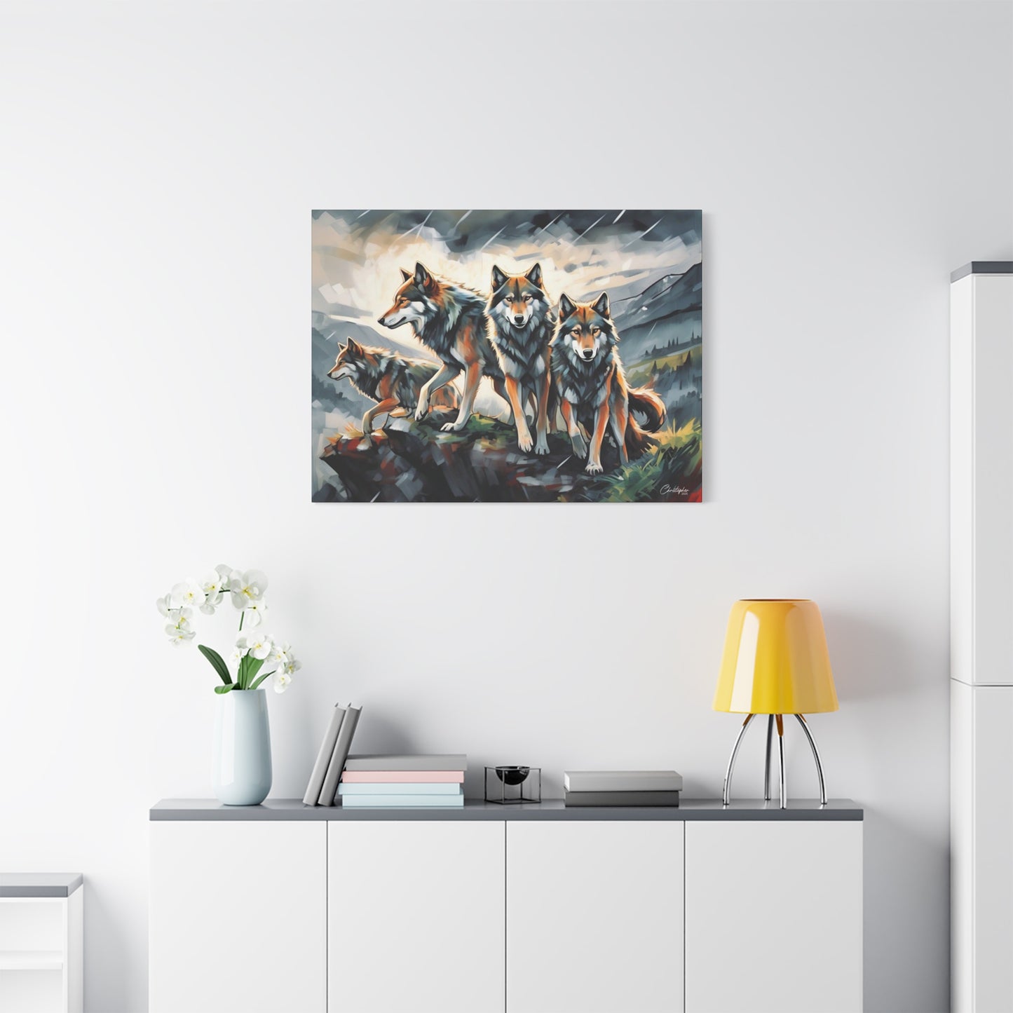 Wolf Family Matte Canvas Art, Home Decor, Animal Lovers Gift, Nature Wall Art, Wildlife Art Print, Outdoor Enthusiasts Decor