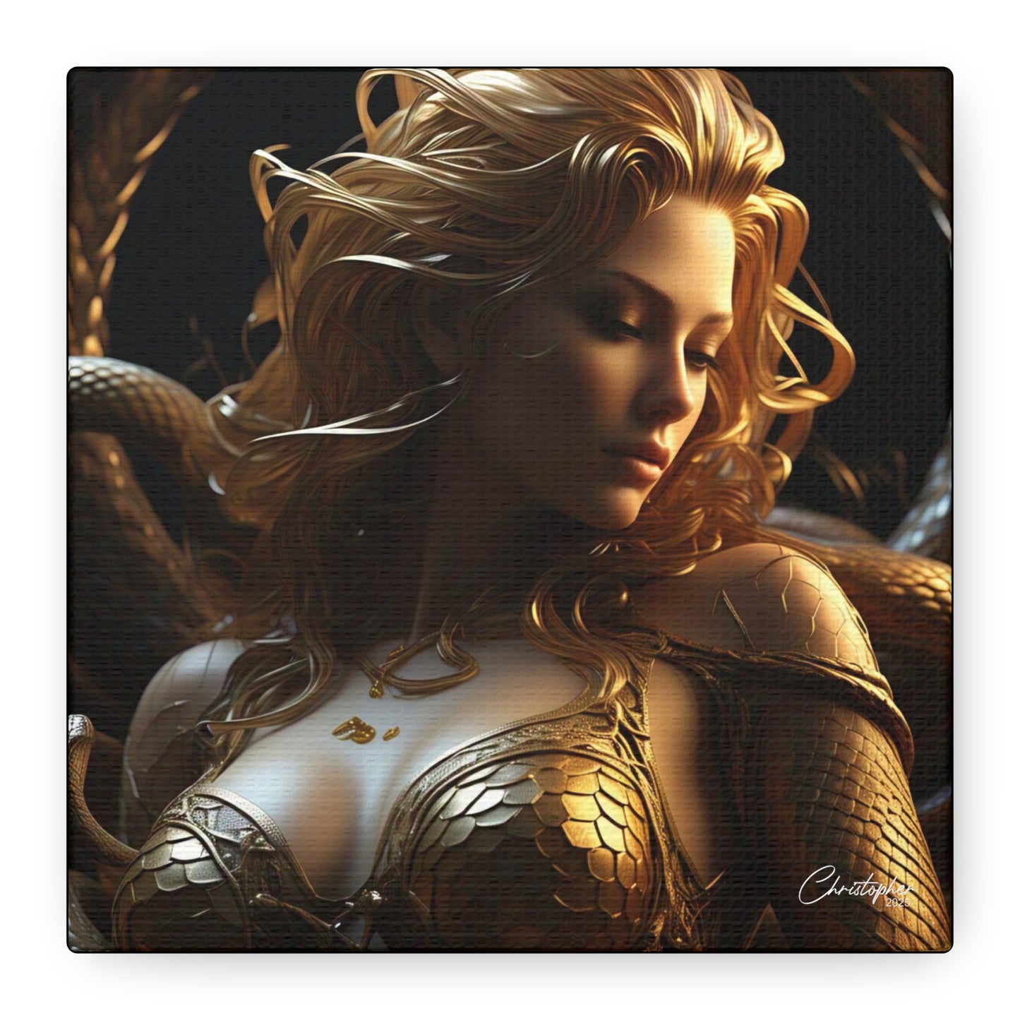 Fantasy Art Canvas Print - Serpent Goddess Home Decor