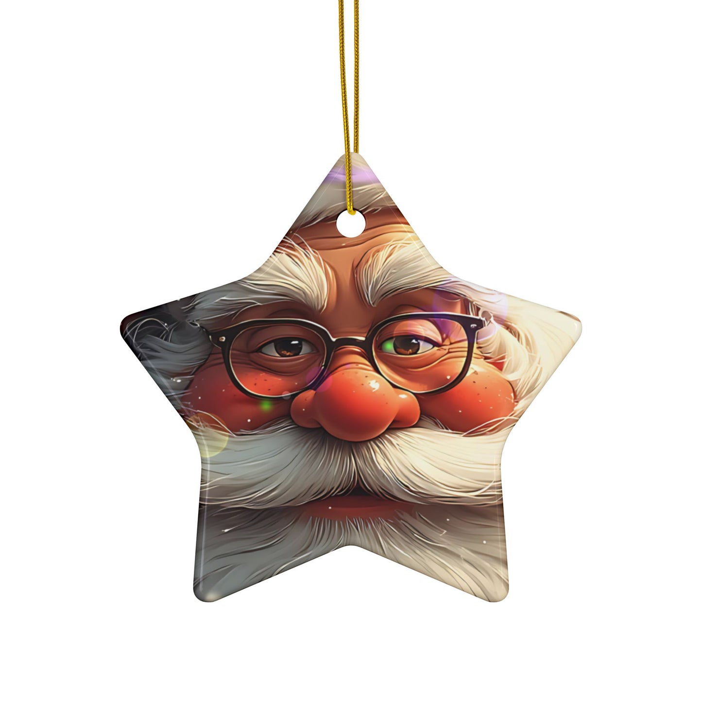 Santa Face Ceramic Ornament — Round Double-Sided Christmas Tree Decor (Personalizable, Pack Options)