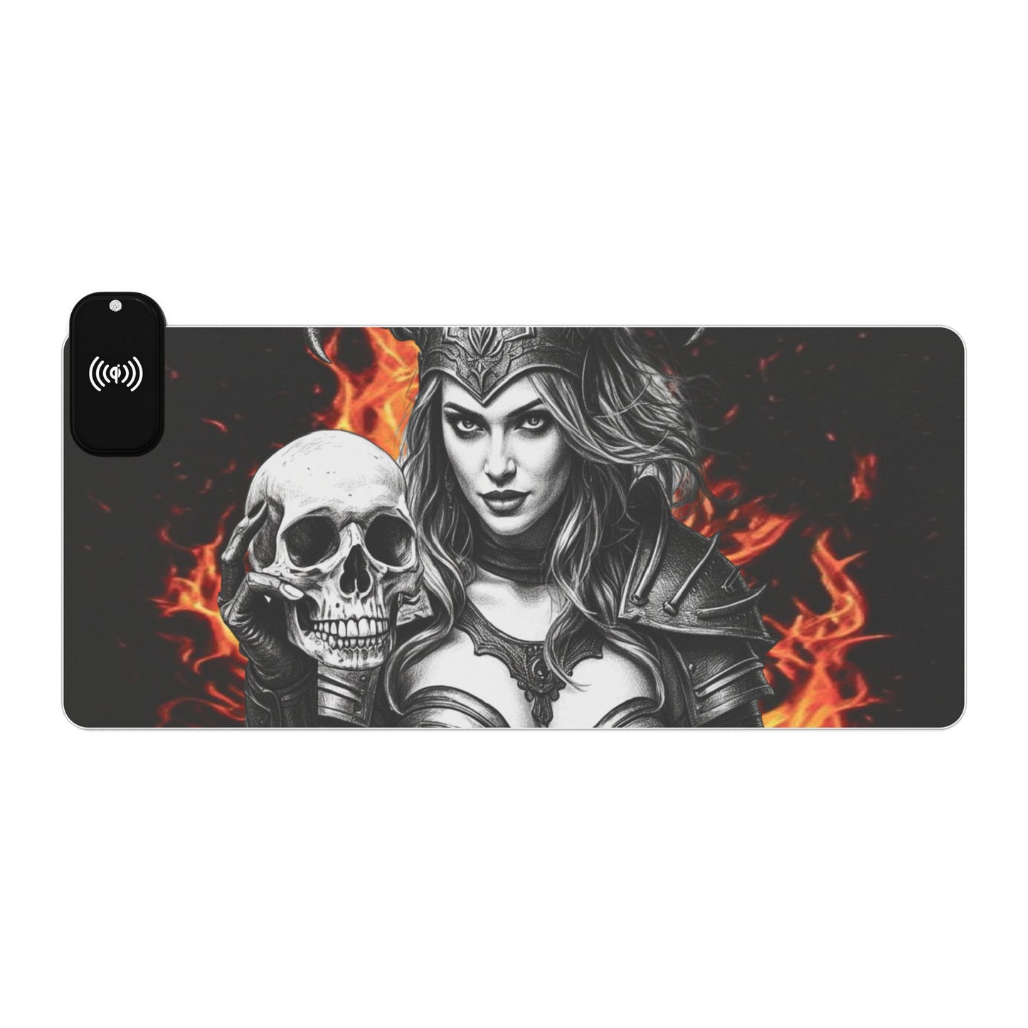 Valkyrie LED Gaming Mouse Pad with Wireless Charging — Valkyrie Skull Design