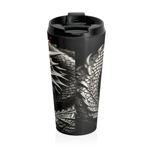 Dragon-Themed Stainless Steel Travel Mug, Perfect Gift for Fantasy Lovers, Unique Coffee Cup for Travel, Adventure Mug, Black Dragon Design