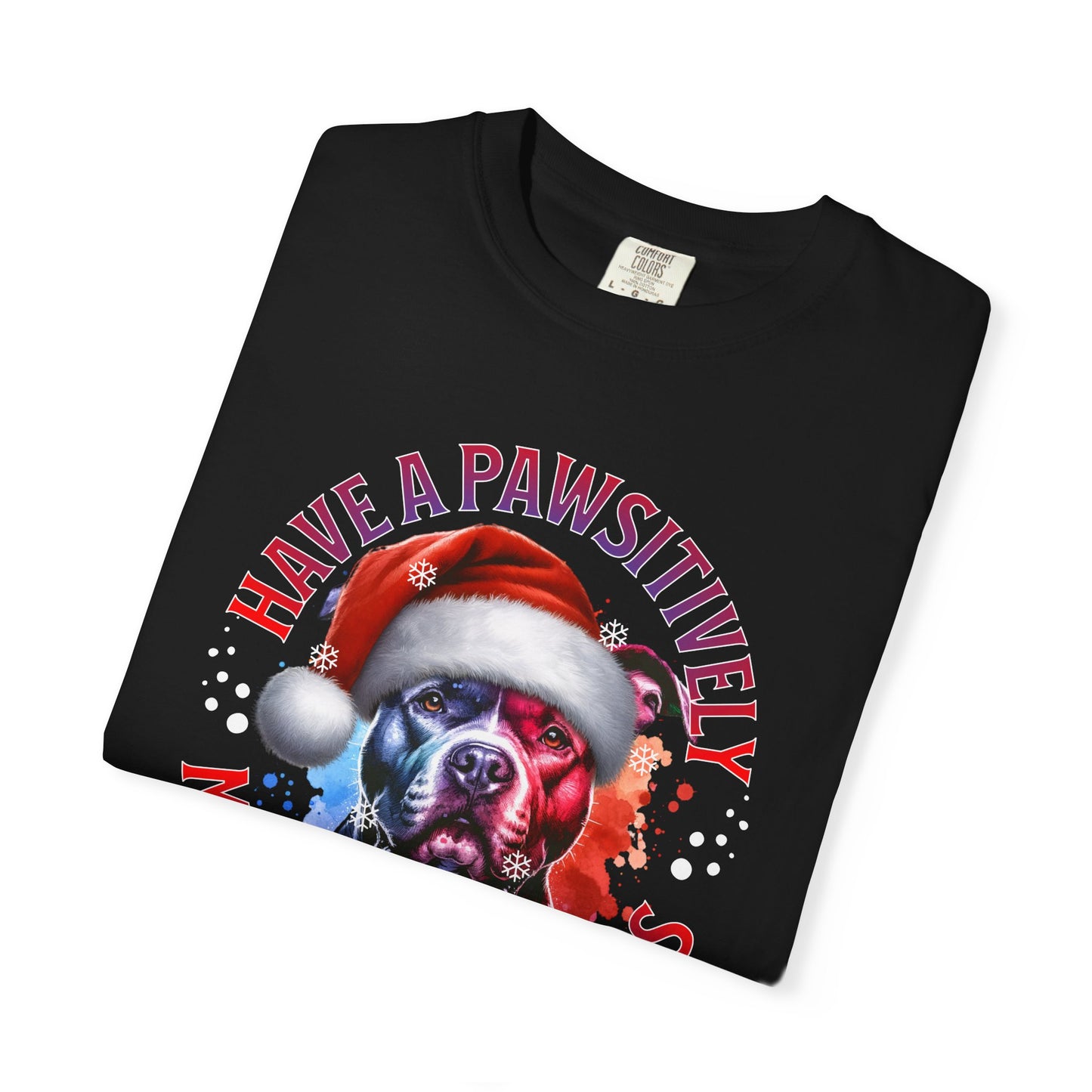 Have a Pawsitively Merry Christmas Pit Bull T-Shirt — Santa Dog Holiday Tee