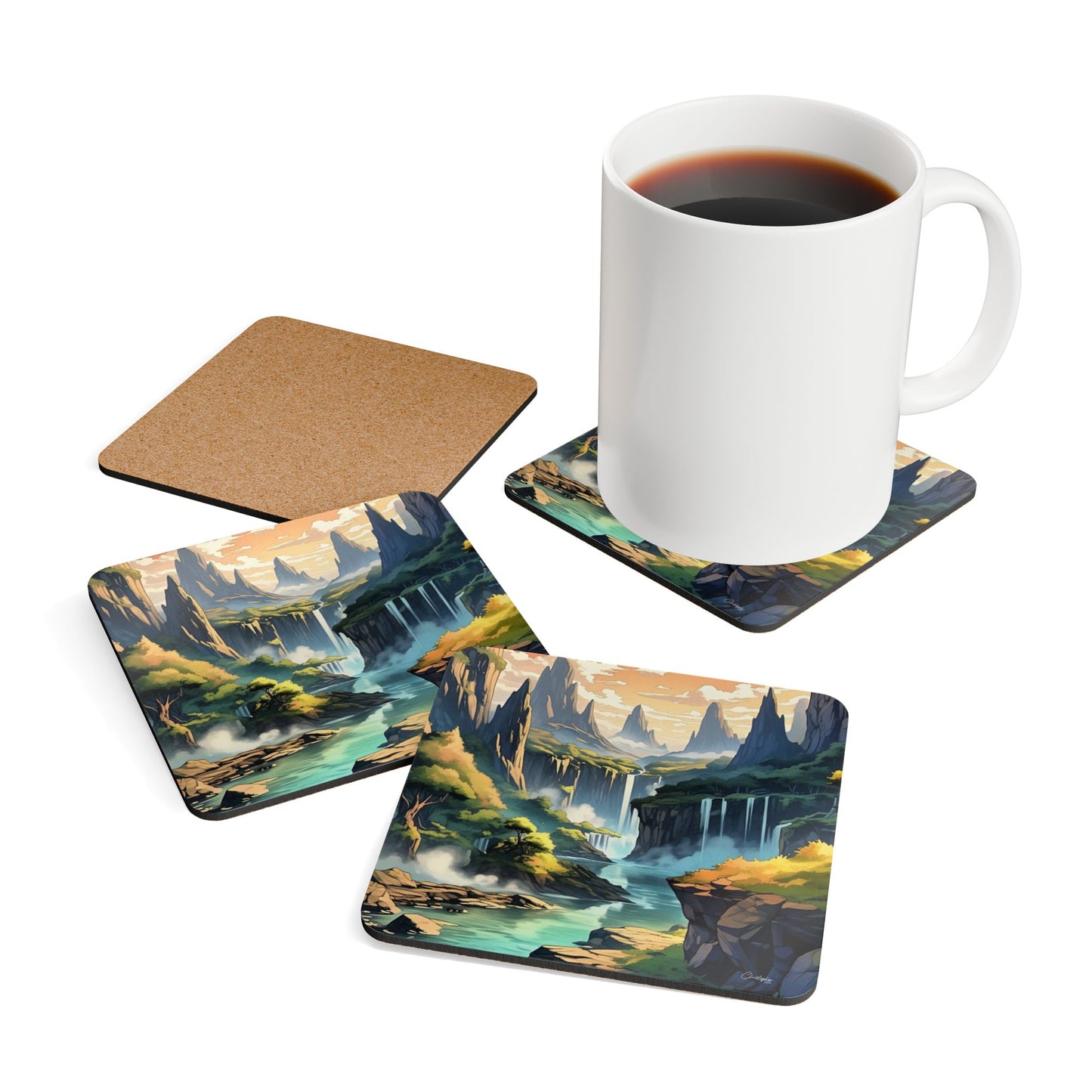 Nature-Inspired Corkwood Coaster Set - Stunning Landscape Design, Eco-Friendly home decor, Gift for Nature Lovers, Rustic Kitchen [...]