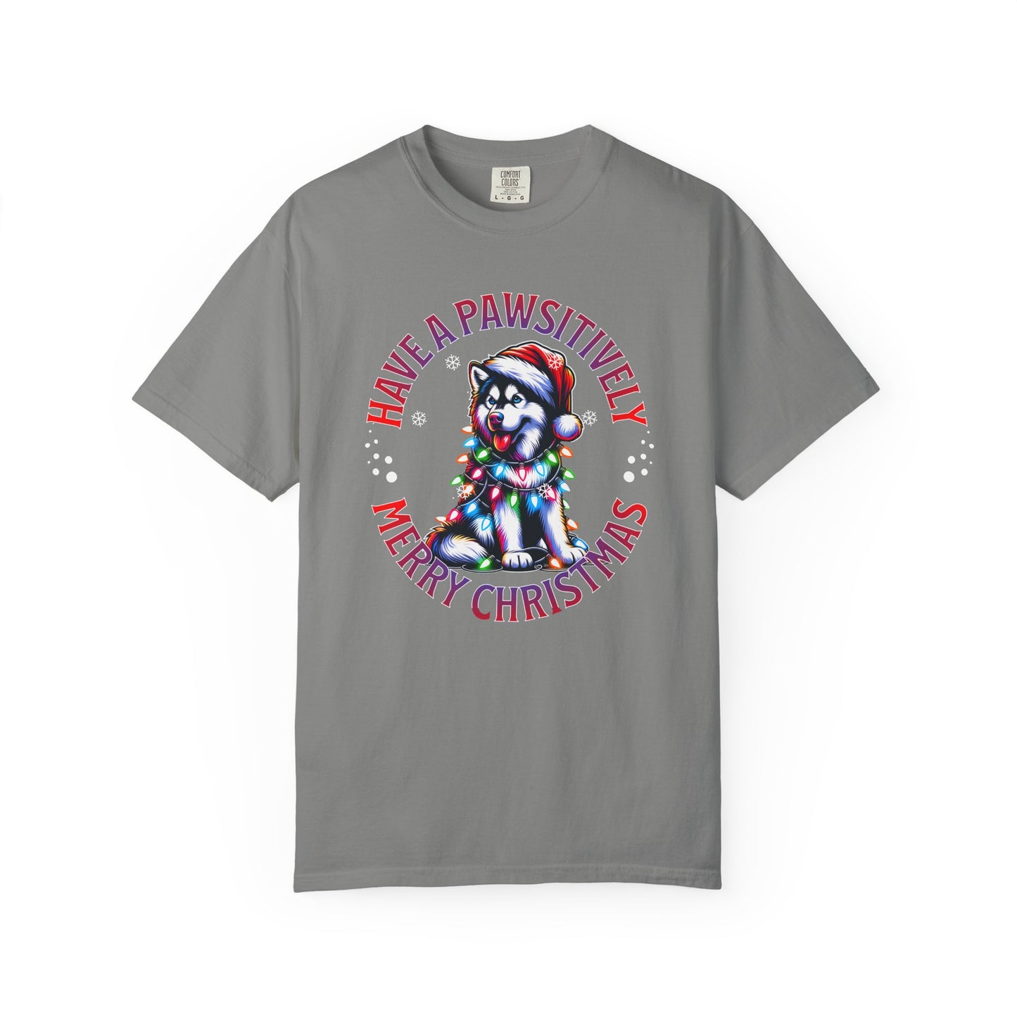 Christmas Husky T-Shirt — "Have a Paws-itively Merry Christmas" Holiday Tee