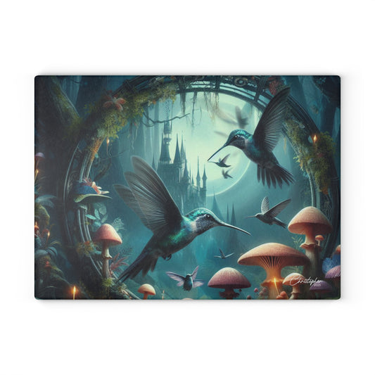 Enchanting Hummingbird Glass Cutting Board - Magical Kitchen Decor