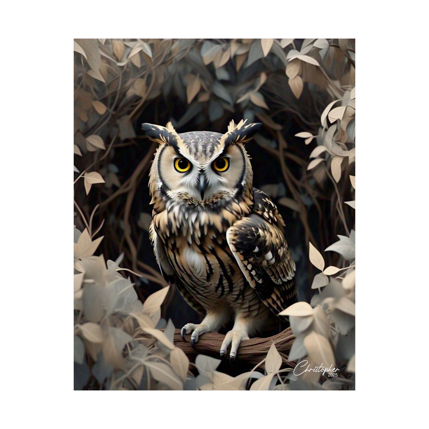 Majestic Owl Matte Vertical Poster - Nature Wall Art for Home Decor
