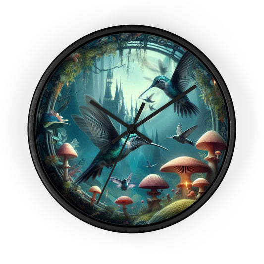 Whimsical Hummingbird Wall Clock - Enchanted Forest Decor, Home Office, Gift for Nature Lovers, Vintage Art, Unique Timepiece