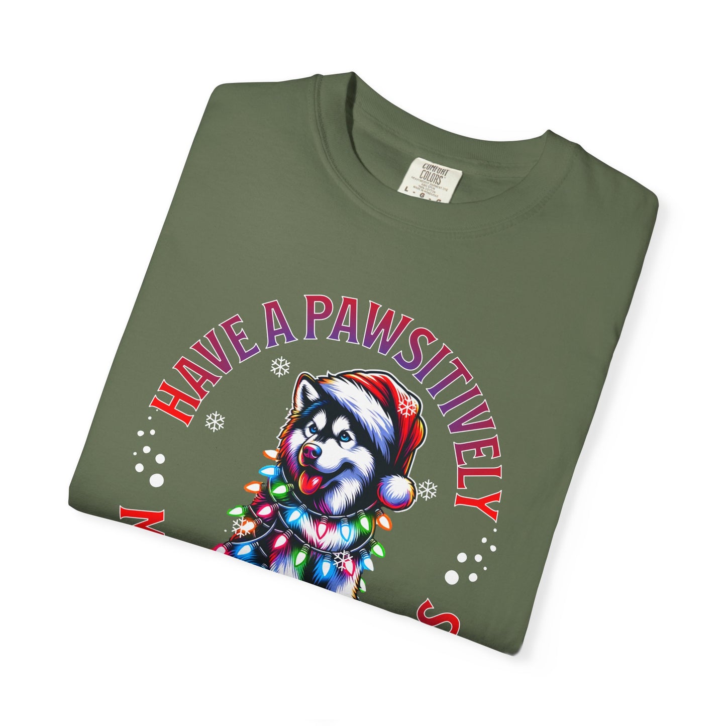 Christmas Husky T-Shirt — "Have a Paws-itively Merry Christmas" Holiday Tee