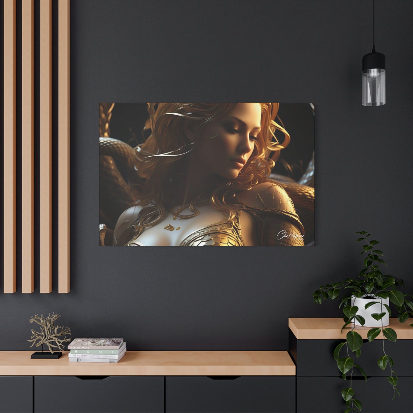 Fantasy Art Canvas Print - Serpent Goddess Home Decor