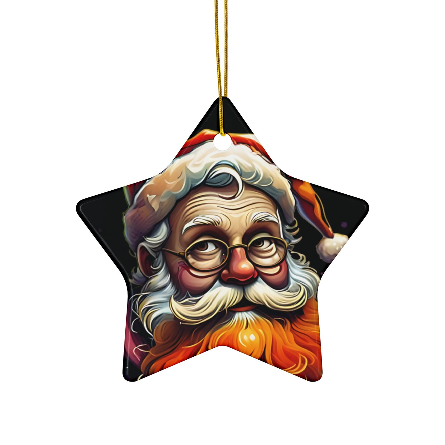 Santa Claus Ceramic Ornament — Double-Sided Christmas Tree Decoration