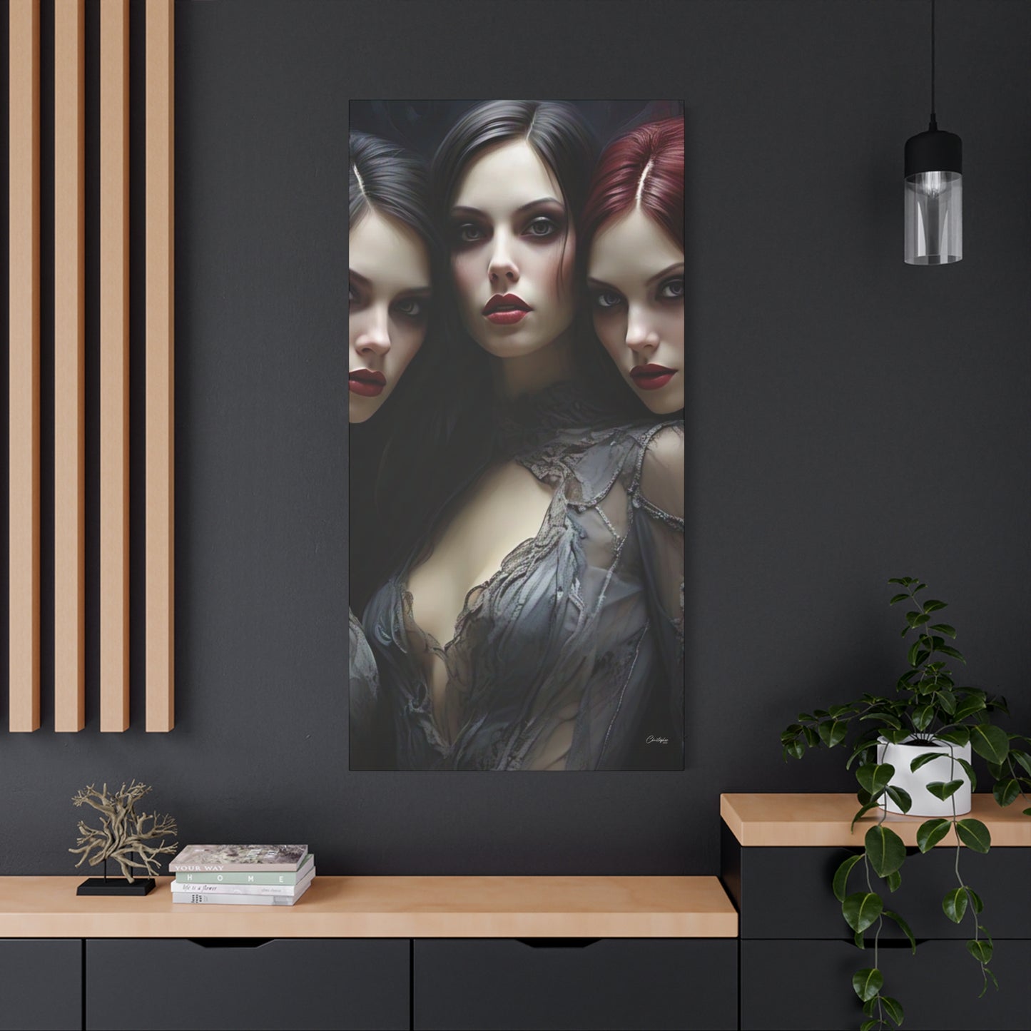 Gothic Wall Art Canvas, Fantasy Home Decor, Unique Gift for Halloween, Witchy Vibe Art, Dark Aesthetic Room Decor