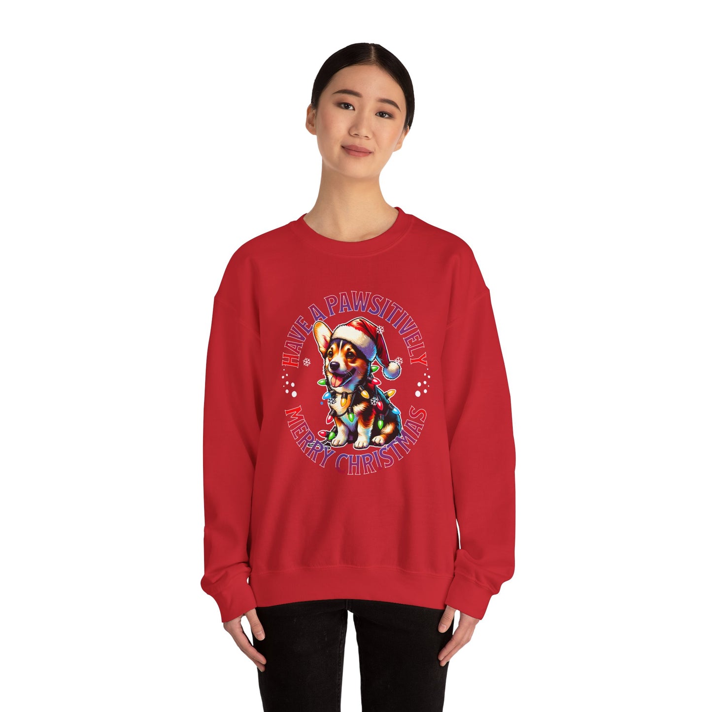 Christmas Corgi Sweatshirt — "Have a Pawsitively Merry Christmas" Holiday Crewneck
