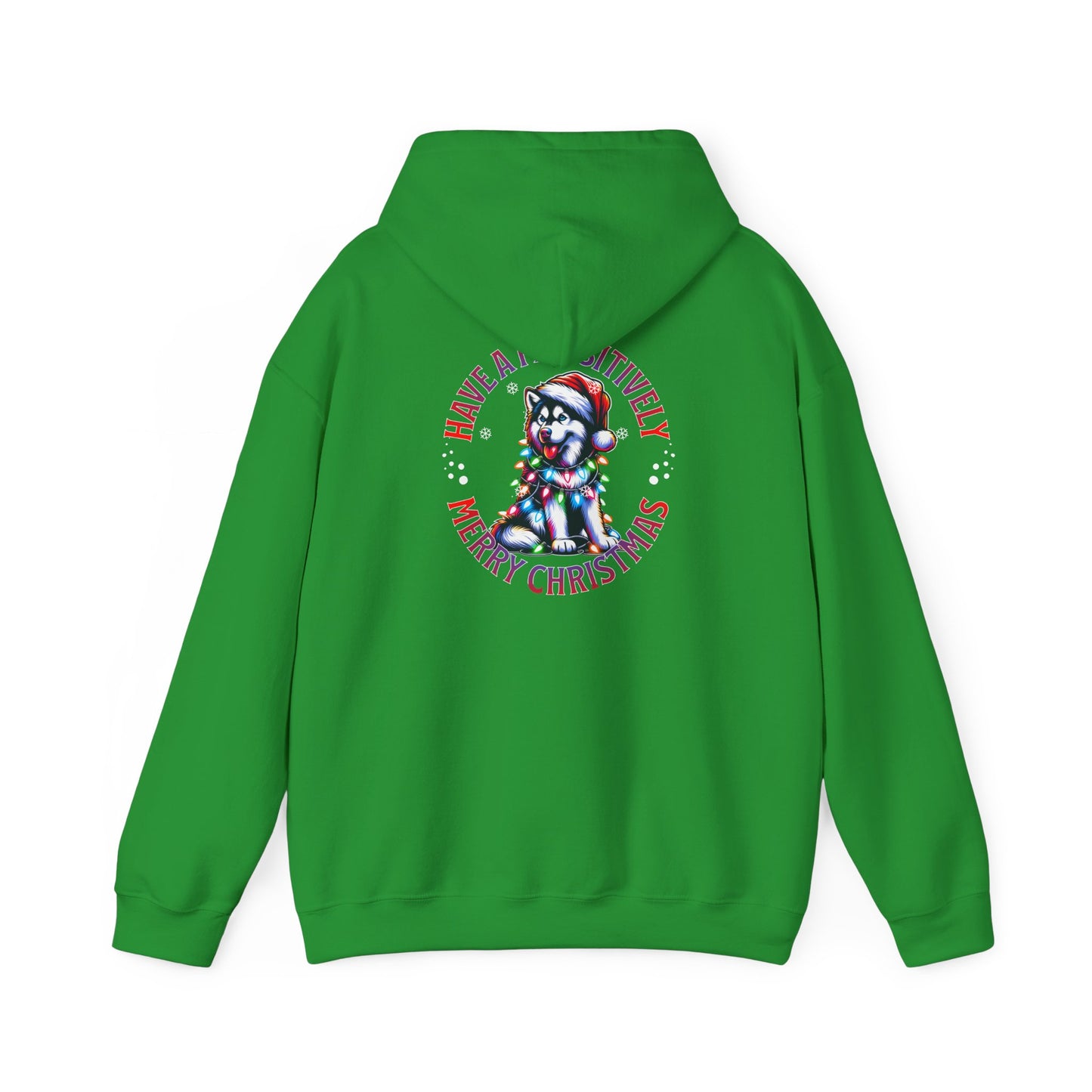 Christmas Pack Husky Hoodie – Festive Dogs in Santa Hats "Have A Paw-sitively Merry Christmas"
