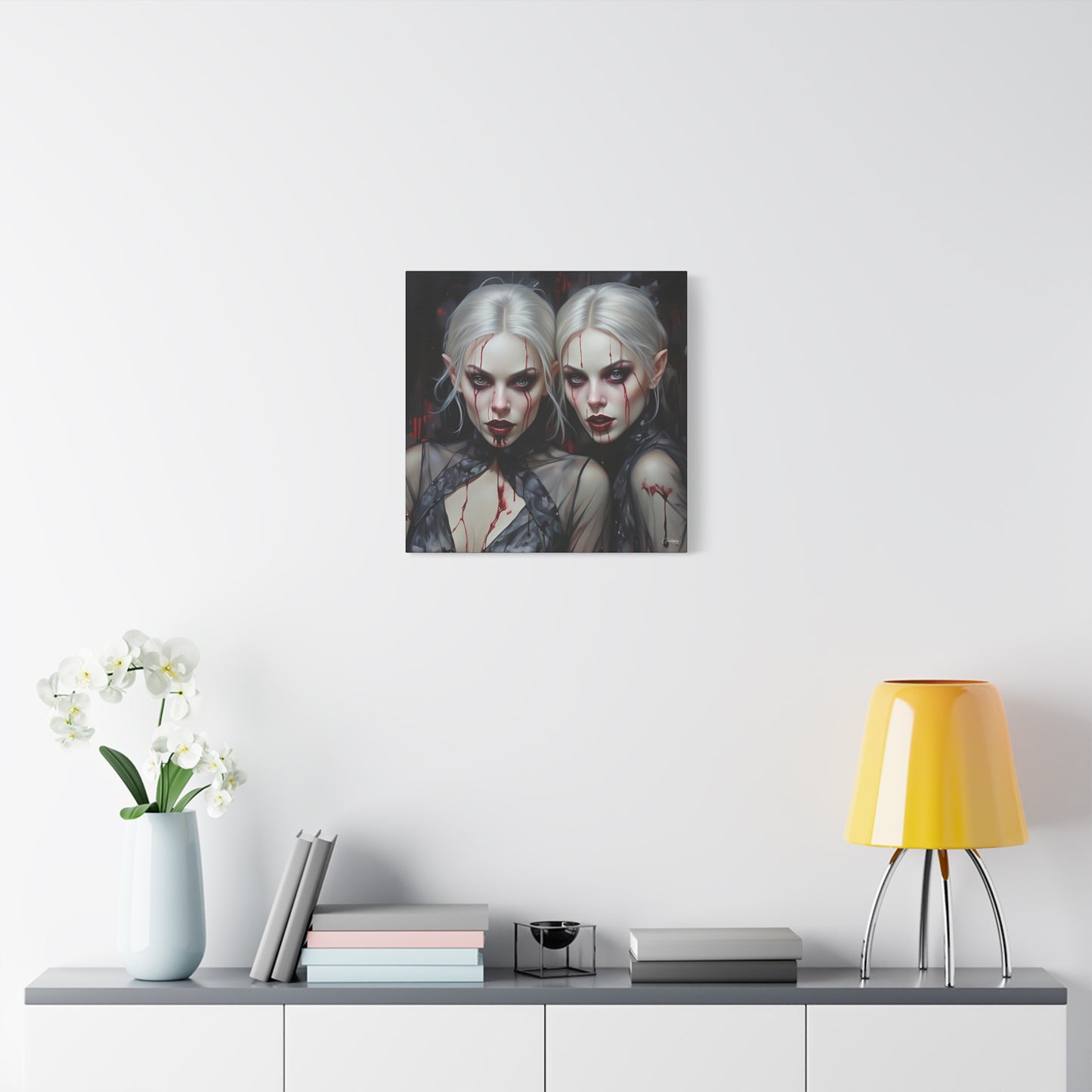 Gothic Canvas Art Print, Dark Fantasy Wall Decor, Horror Art, Halloween Home Decor, Vampire Artwork, Unique Gift for Spooky Season