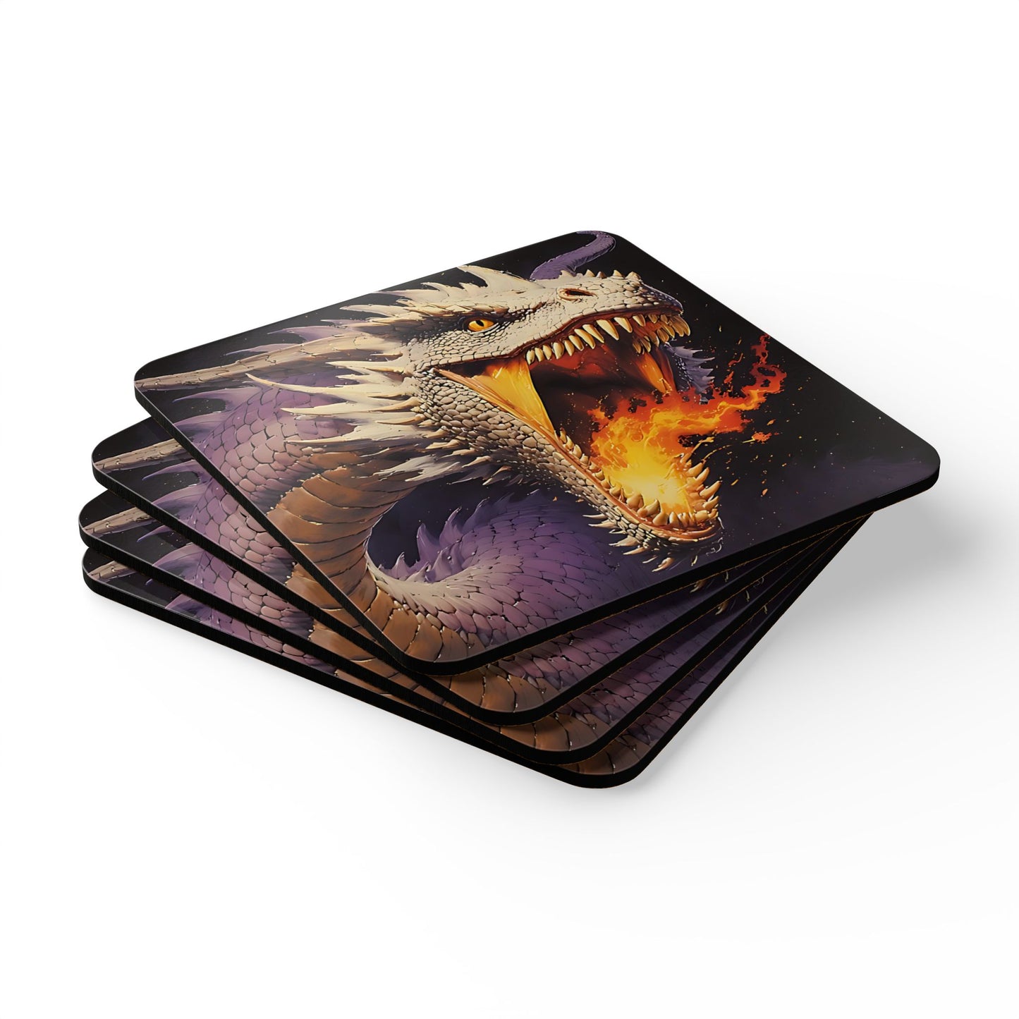 Dragon Fire Cork Coaster Set