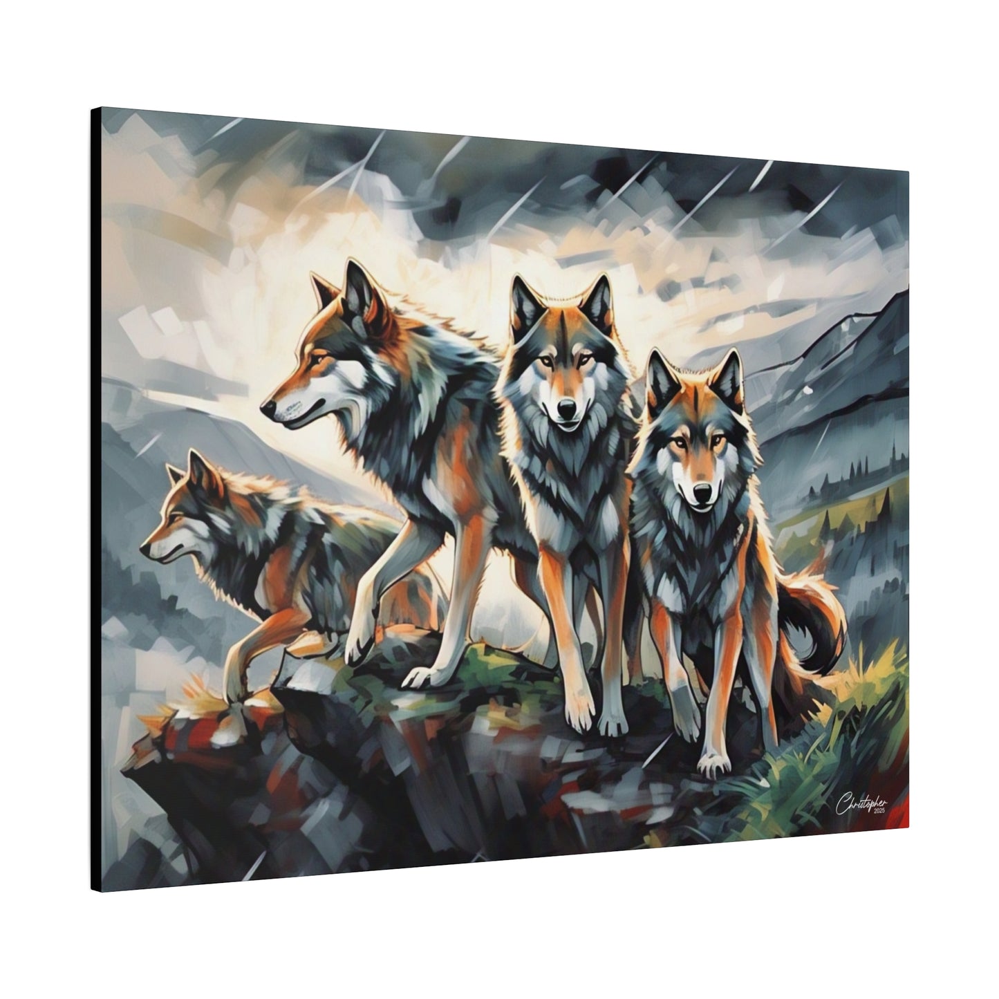 Wolf Family Matte Canvas Art, Home Decor, Animal Lovers Gift, Nature Wall Art, Wildlife Art Print, Outdoor Enthusiasts Decor