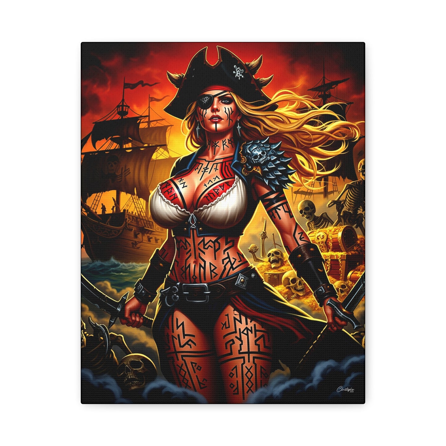 Bold Pirate Canvas Print, Nautical Wall Art, Gothic Home Decor, Pirate Lover Gift, Spooky Halloween Decoration, Adventure Wall Hanging