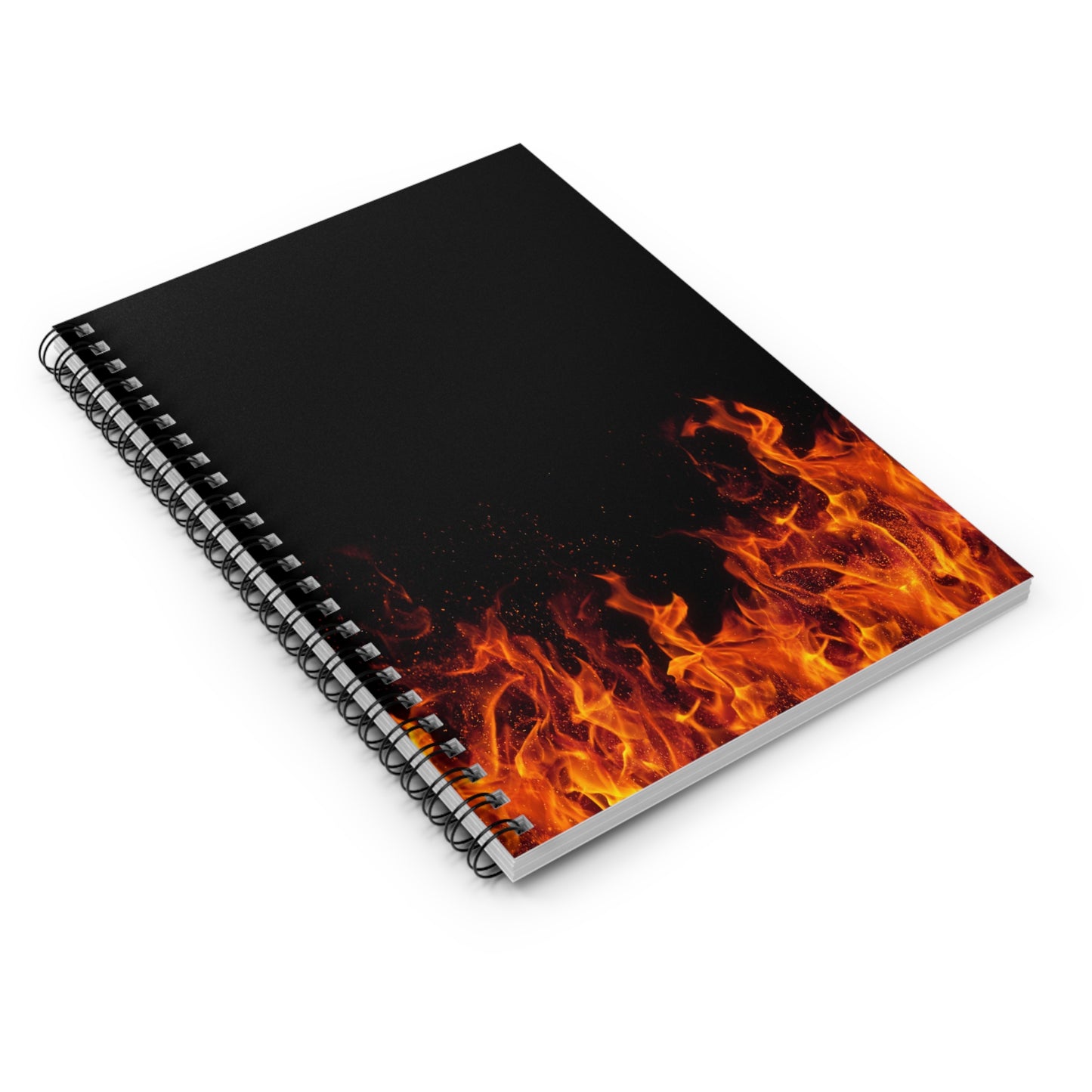 Fiery Spiral Notebook - P, Back to School, Flame Design
