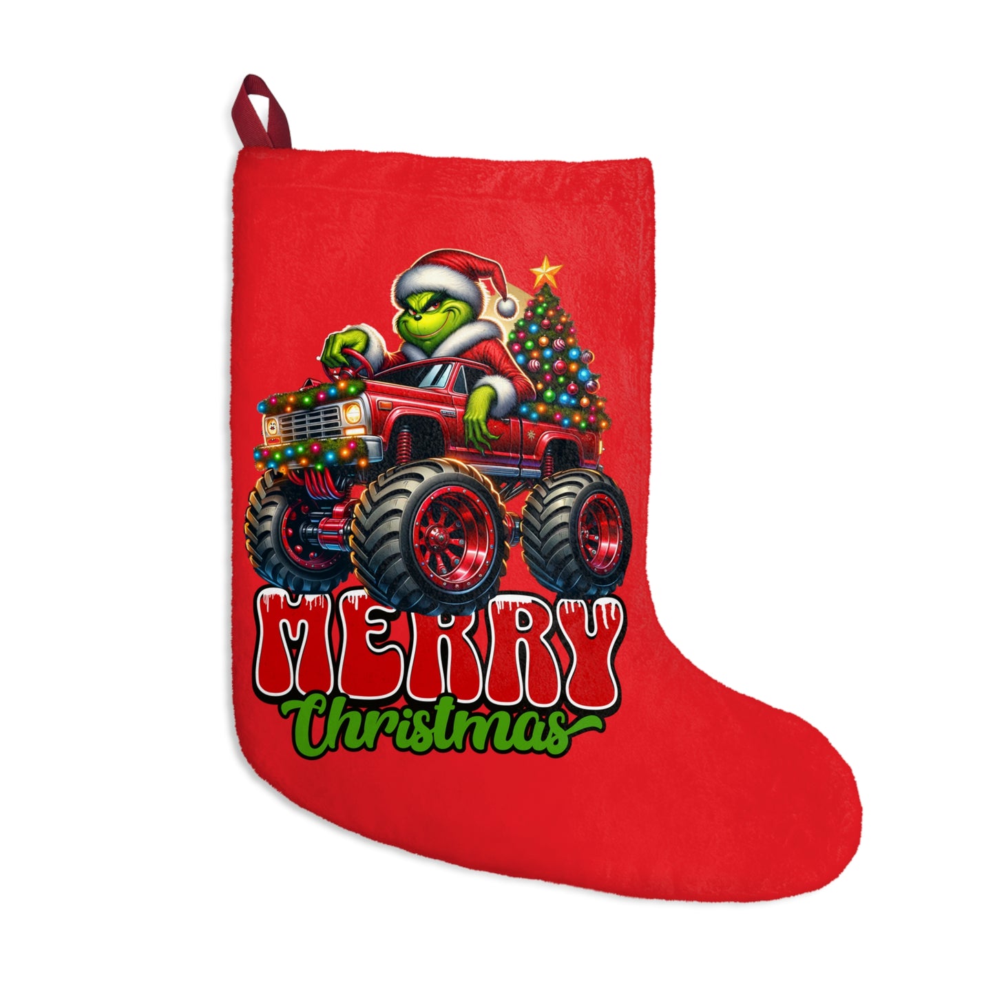 Christmas Stocking — Grinch Monster Truck "Merry Christmas" Holiday Stocking
