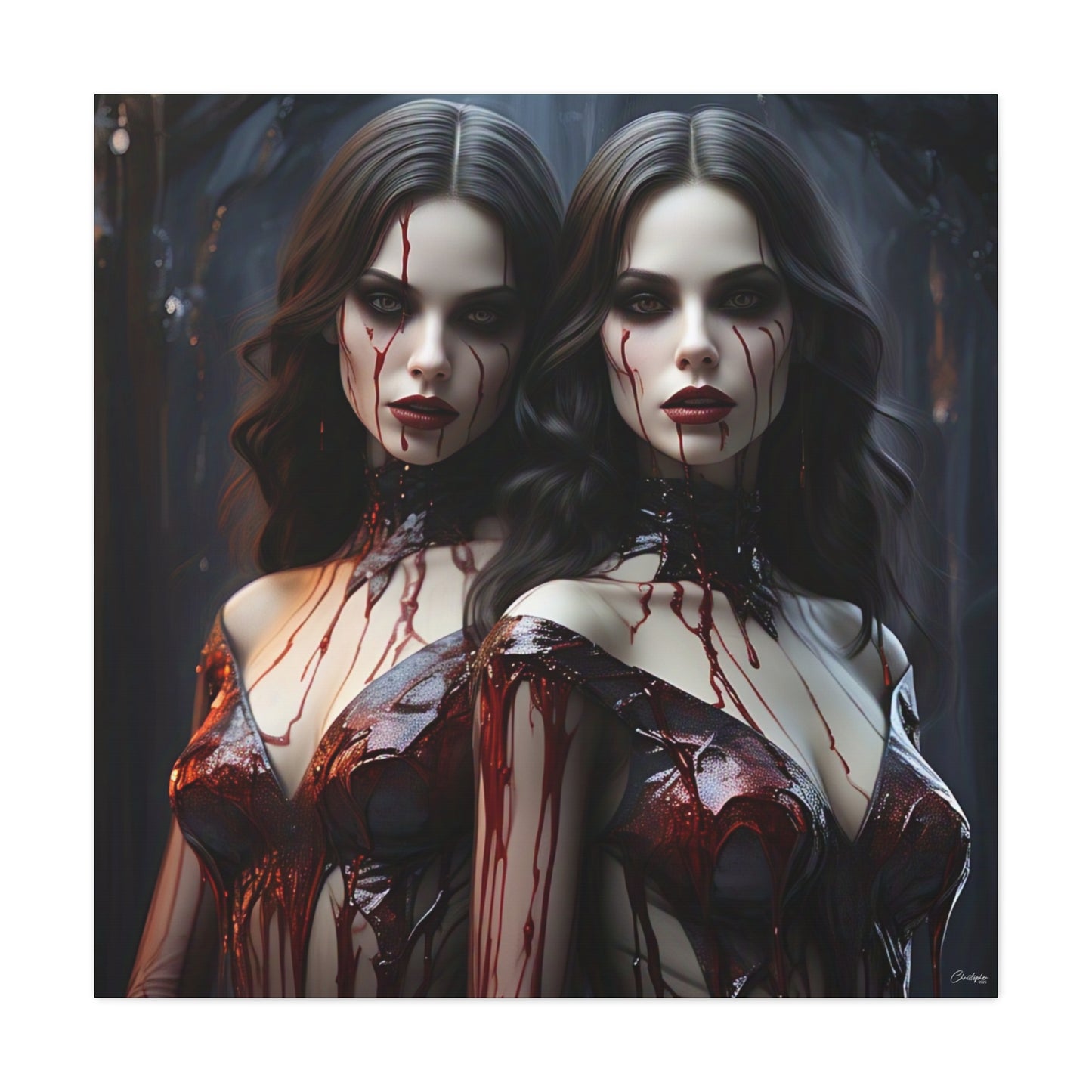 Gothic Vampire Canvas Art, Wall Decor, Horror Artwork, Halloween Home Decor, Spooky Room Accent, Unique Gift Idea