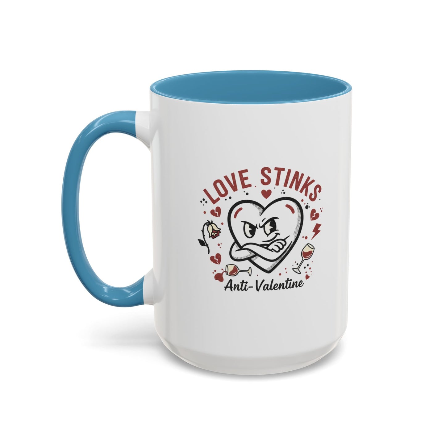 Coffee Mug — "Love Stinks" Anti-Valentine Heart Accent Mug (11/15oz)