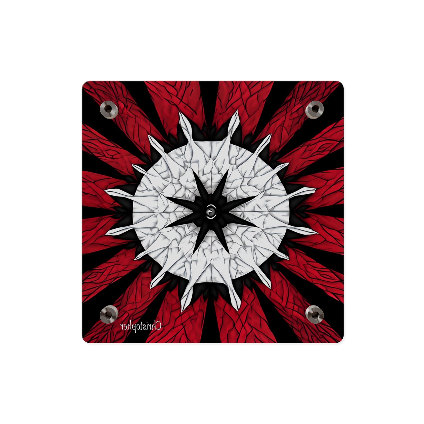 Red & Black Mandala Acrylic Wall Art Panel — Personalized Name Option
