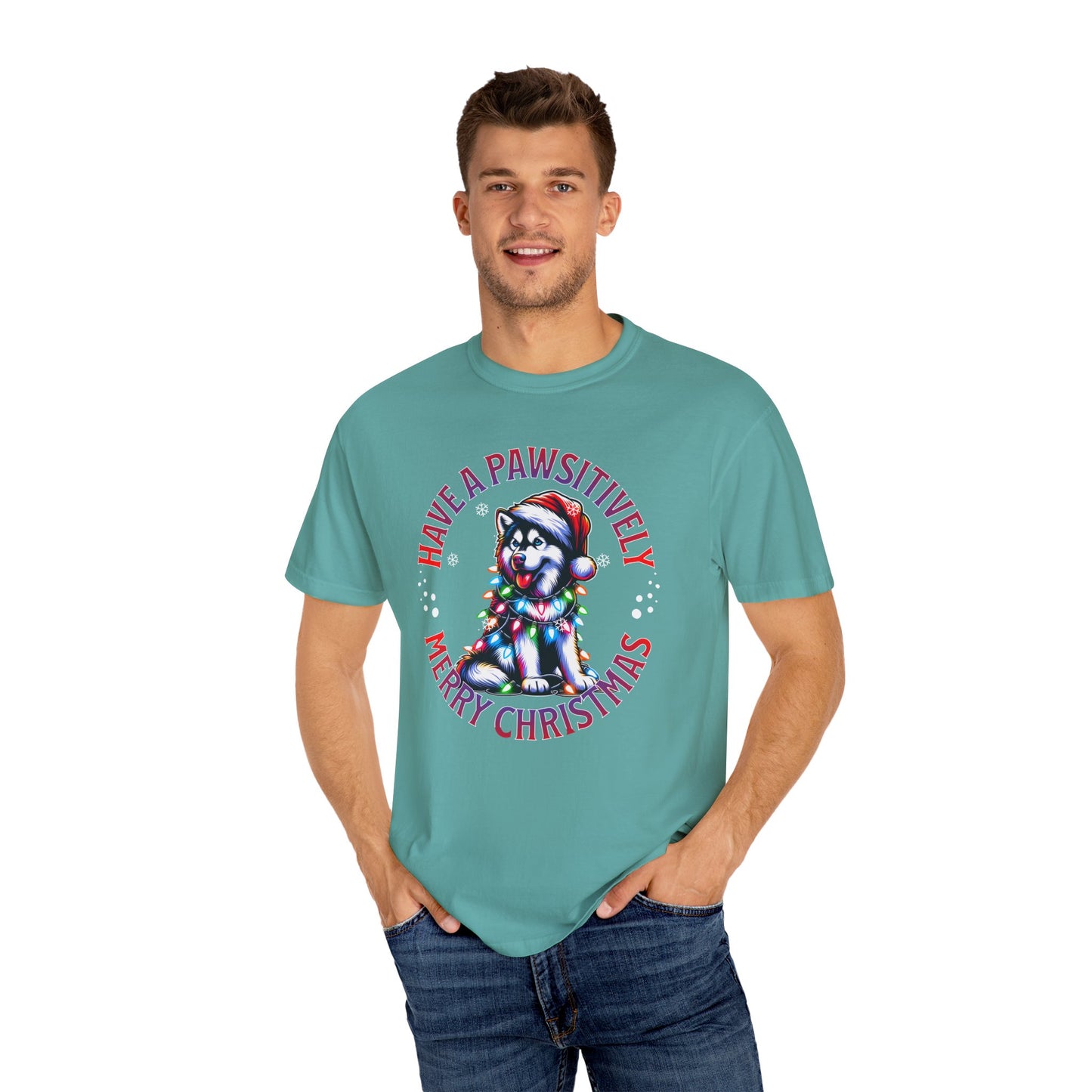 Christmas Husky T-Shirt — "Have a Paws-itively Merry Christmas" Holiday Tee