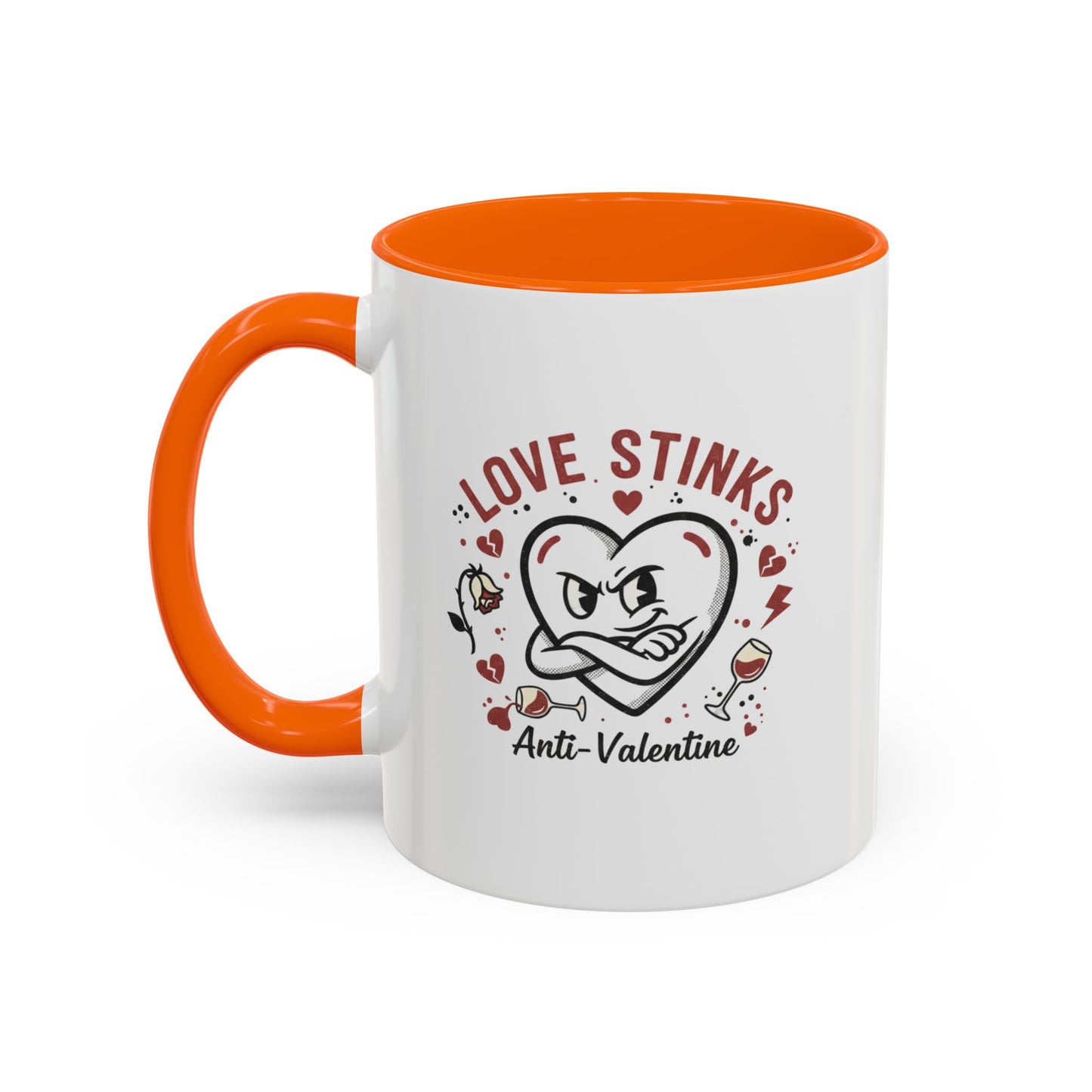 Coffee Mug — "Love Stinks" Anti-Valentine Heart Accent Mug (11/15oz)
