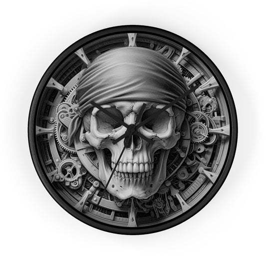 Gothic Skull Wall Clock, Steampunk Home Decor, Unique Gift for Him, Halloween Decoration, Pirate Theme Wall Art
