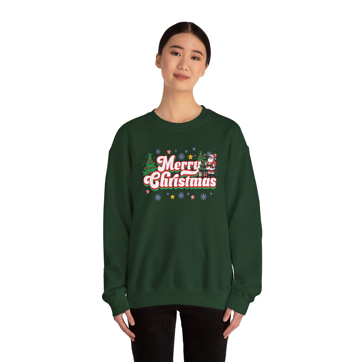 Merry Christmas Crewneck Sweatshirt — Festive Holiday Graphic Sweatshirt