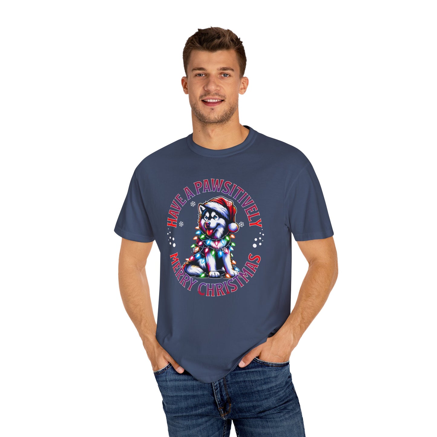 Christmas Husky T-Shirt — "Have a Paws-itively Merry Christmas" Holiday Tee