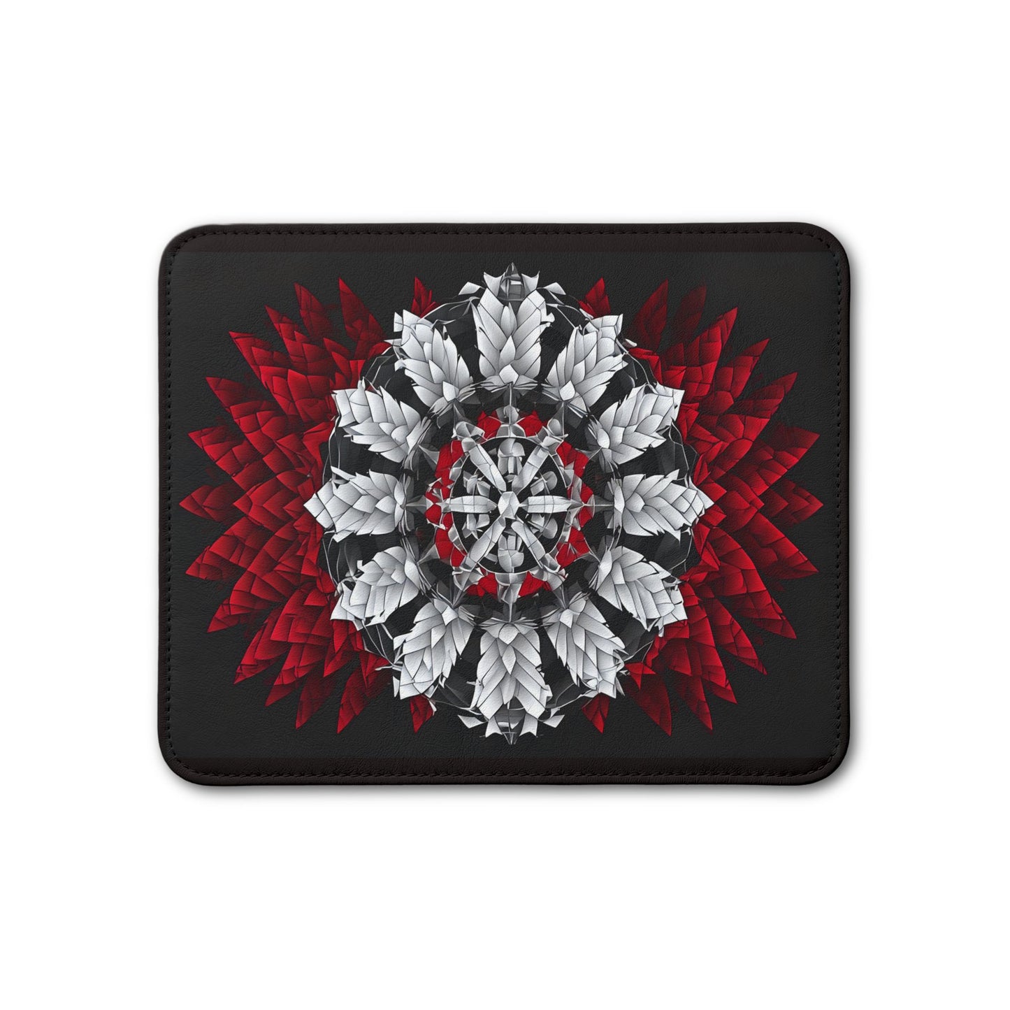 Leather Placemat - Red & White Floral Mandala Table Mat
