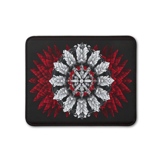 Leather Placemat - Red & White Floral Mandala Table Mat
