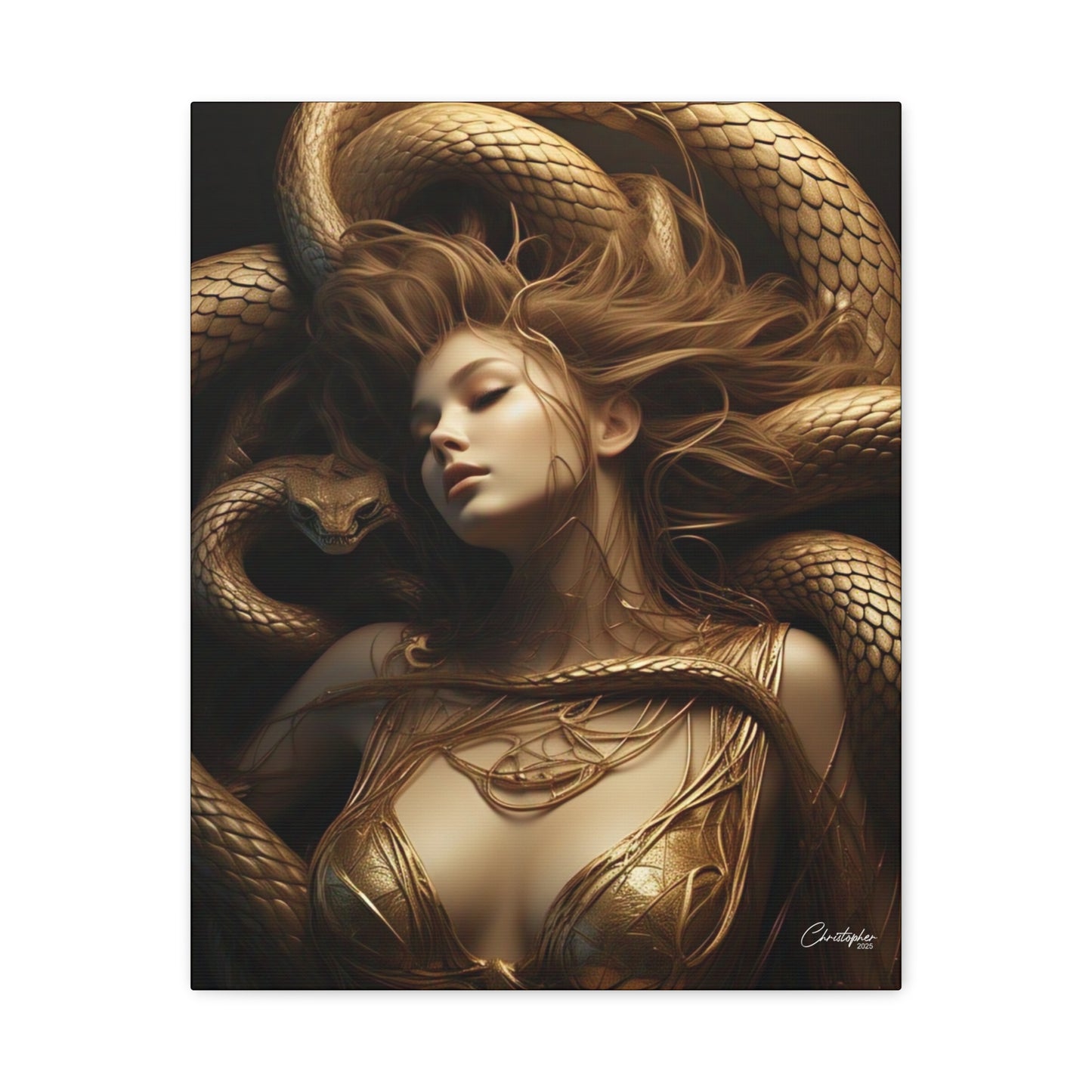 Goddess of Serpents Canvas Art - Stretched Matte Wall Decor