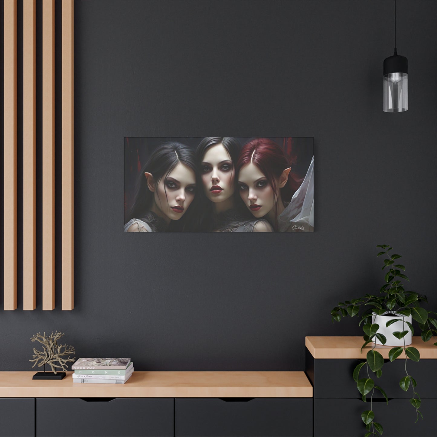 Gothic Wall Art Canvas, Fantasy Home Decor, Unique Gift for Halloween, Witchy Vibe Art, Dark Aesthetic Room Decor