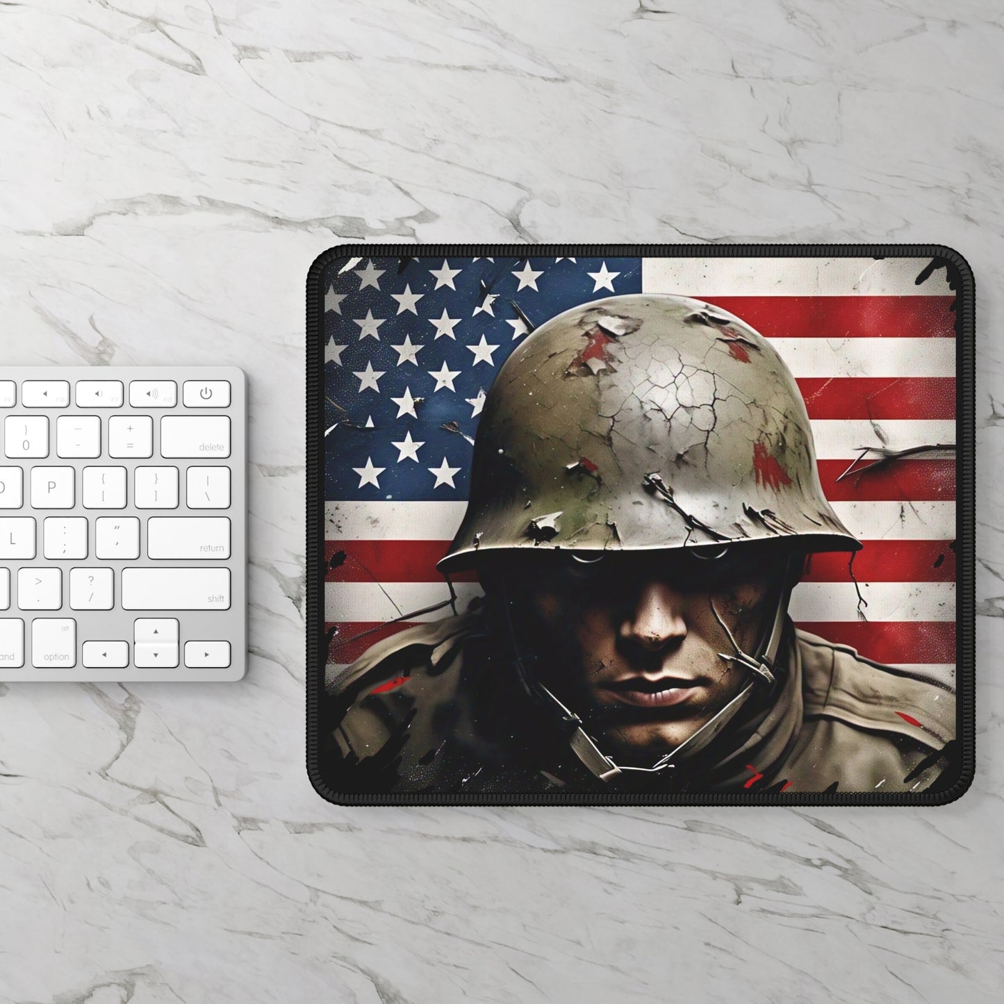 Patriotic Gaming Mouse Pad for Enthusiasts, Office Decor, Gamer Gift, Military Theme, USA Flag Design