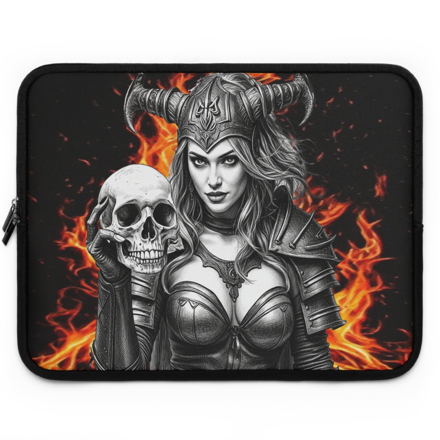 Valkyrie Laptop Sleeve — Gothic Warrior Fire Design