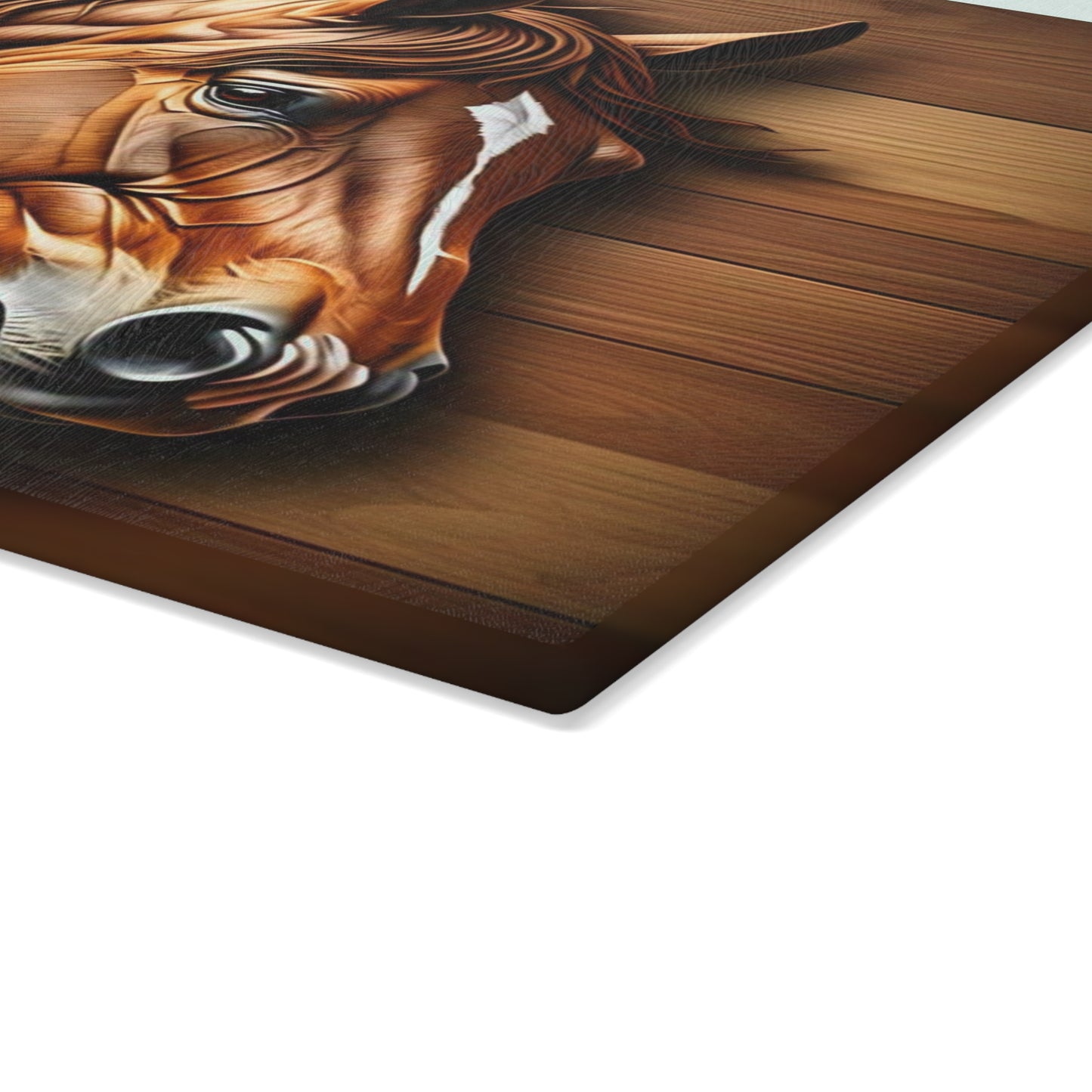 Horse-Themed Glass Cutting Board, Rustic Kitchen Decor, Equestrian Gift, Unique Housewarming, Animal Lover, Farmhouse Style