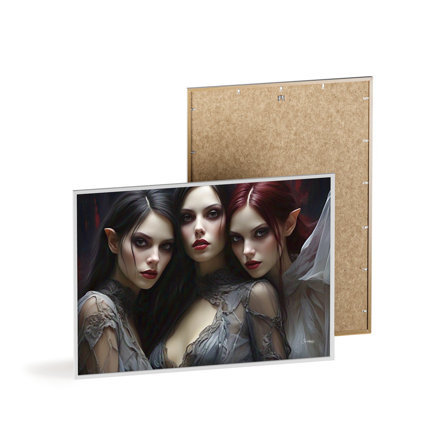 Eerie Fantasy Art Posters with Wooden Frame, Gothic Home Decor, Unique Wall Art, Gift for Art Lovers, Halloween Decoration, Witchy Style