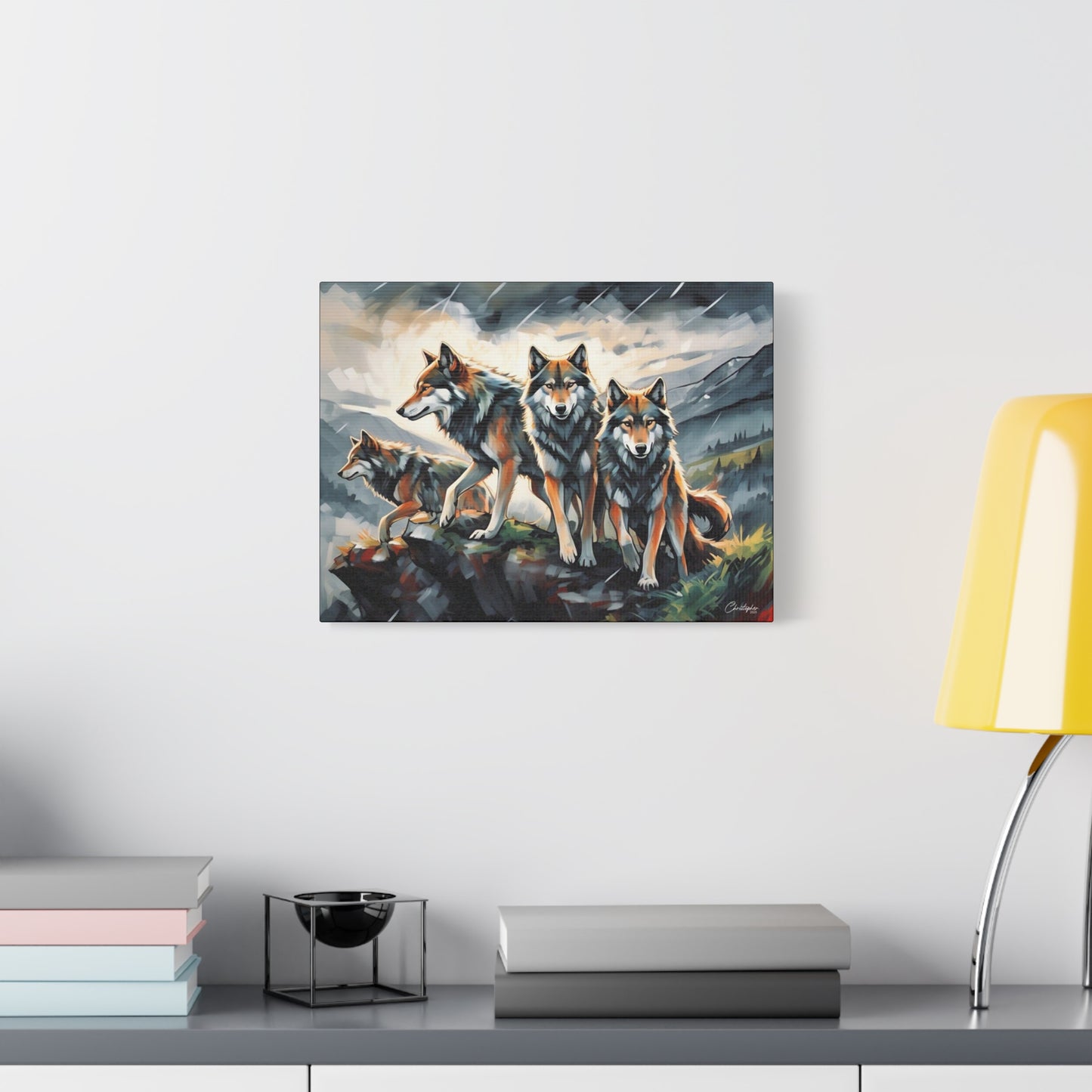 Wolf Family Matte Canvas Art, Home Decor, Animal Lovers Gift, Nature Wall Art, Wildlife Art Print, Outdoor Enthusiasts Decor